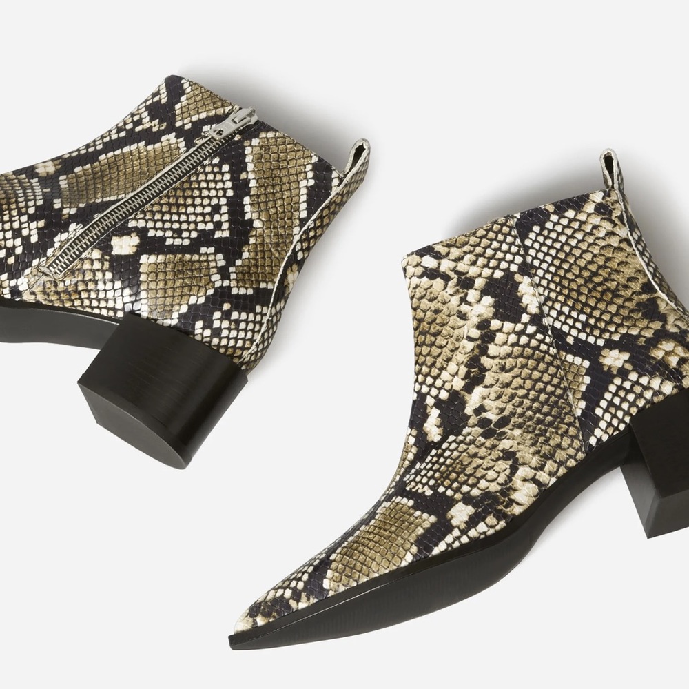 New!! Everlane Italian Leather The Boss Boot in Reptile Print Size 7